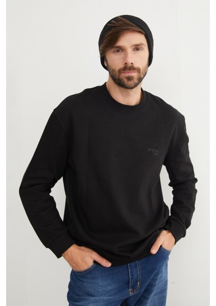 Original Raw Kabartma Baskılı Sweatshirt modelleri