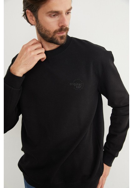 Original Raw Kabartma Baskılı Sweatshirt