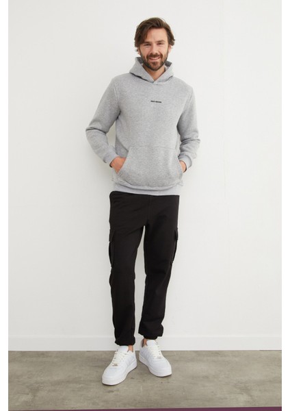 3 Iplik Keep Going Yazı Baskılı Kapüşonlu Oversize Sweatshirt modelleri