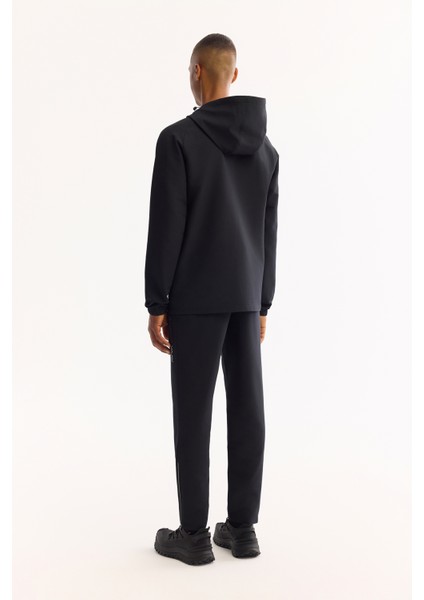 Erkek Siyah Kapüşonlu Fermuarlı Bi-Stretch Regular Fit Sweatshirt A52Y1332 fırsatları