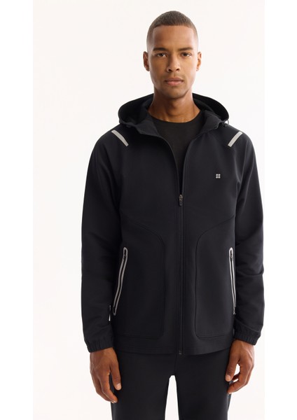 Erkek Siyah Kapüşonlu Fermuarlı Bi-Stretch Regular Fit Sweatshirt A52Y1332 indirimleri