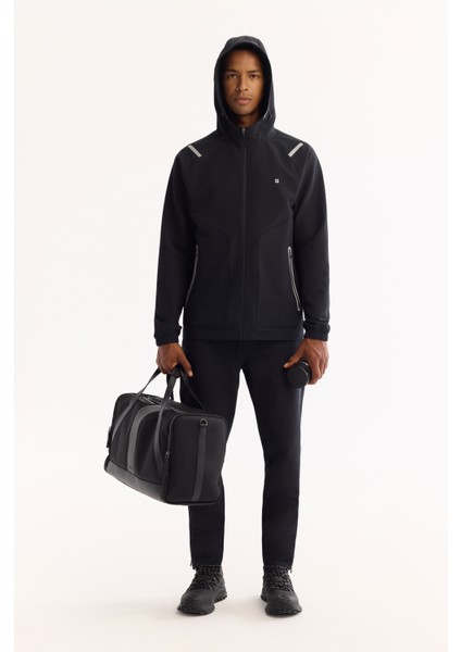Erkek Siyah Kapüşonlu Fermuarlı Bi-Stretch Regular Fit Sweatshirt A52Y1332