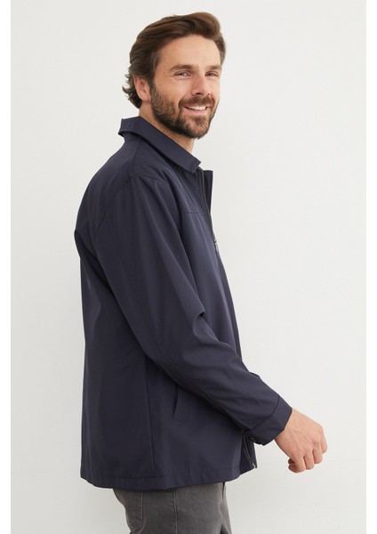 Fermuarlı Polo Yaka Scuba Kumaş Yağmurluk