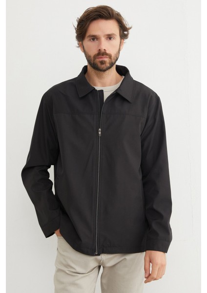 Fermuarlı Polo Yaka Scuba Kumaş Yağmurluk