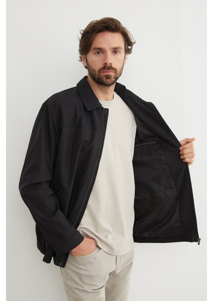 Fermuarlı Polo Yaka Scuba Kumaş Yağmurluk