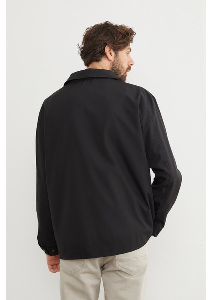 Fermuarlı Polo Yaka Scuba Kumaş Yağmurluk