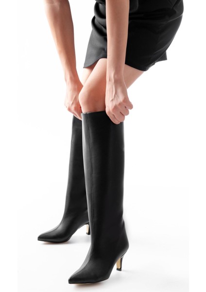 SYT-2025 Siyah Cilt Günlük Kadın Çizme modelleri