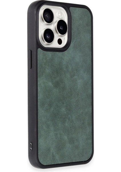 Newface iPhone 15 Pro Max Kılıf Aras Deri Kapak - Koyu Yeşil fiyatları