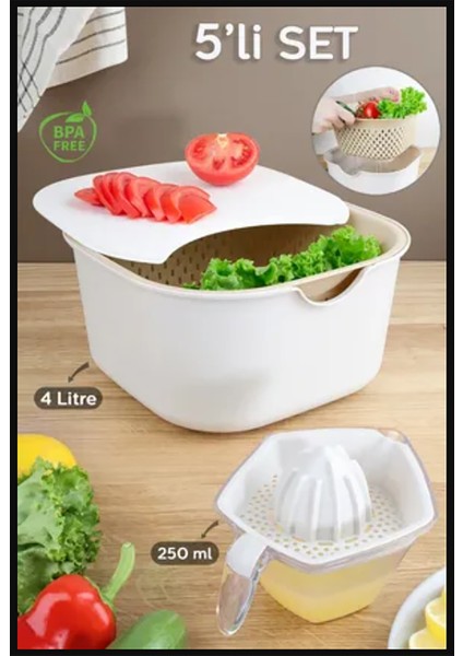 Mint Badya Seti 5 Parça Saklama Kabı Leğen