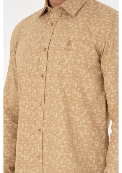 Erkek Kum Gömlek Desenli 50292109-VR085