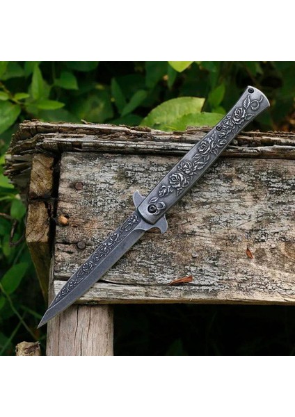 Kamp Outdoor Italyan Model Gül Kabartmalı Eskitme Gümüş Gül Işlemeli Çakı indirimleri