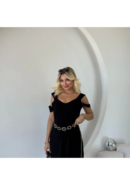 Kadın Askılı Oğuk Omuz Detaylı Odal Elbise fırsatları