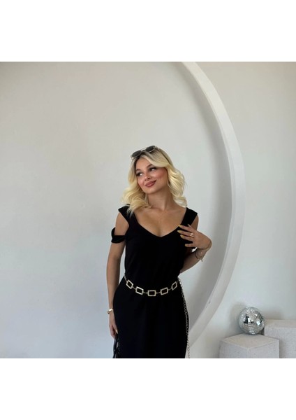 Kadın Askılı Oğuk Omuz Detaylı Odal Elbise indirimleri