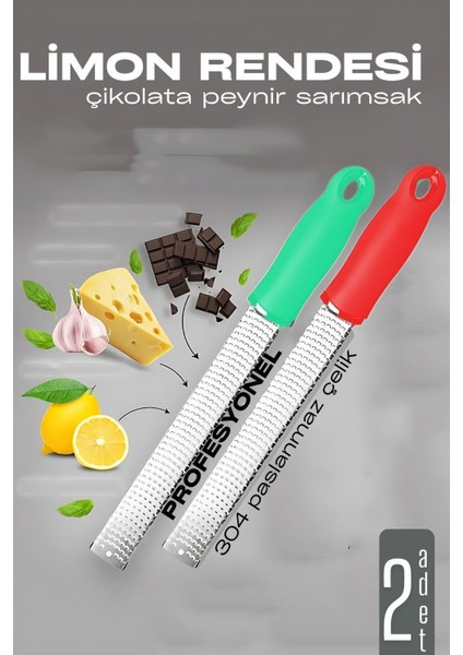 Limon, Peynir, Çikolata, Sarımsak Rende Seti, 2'li, Mutfak Araçları, Pratik Kullanım