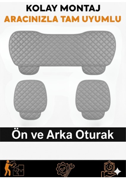 Mitsubishi Asx Jeep 2010-2016 Uyumlu 3 Parça Kapitone Oturak Araba Koltuk Suni Deri Gri - Kaymaz | Trobus