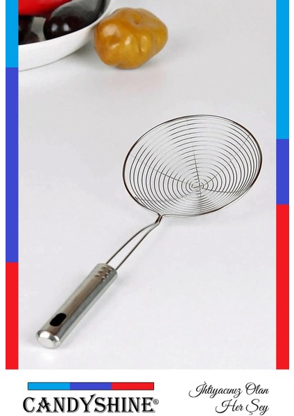 Paslanmaz Çelik Kızartma ve Haşlama Süzgeç, Kaşık, Kevgir, Tel, Çok Amaçlı