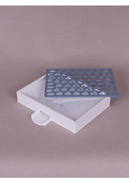 Gri 3D Baskılı Mutfak Süngerliği, Süzgeçli, Su Tahliyeli, 12X9 cm