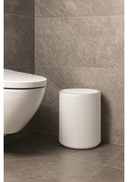 Lines Serisi Beyaz Akrilik Çöp Kovası – Silindir, 5 Litre, 25CM, Kolay Temizlenir - 3376 fiyatları