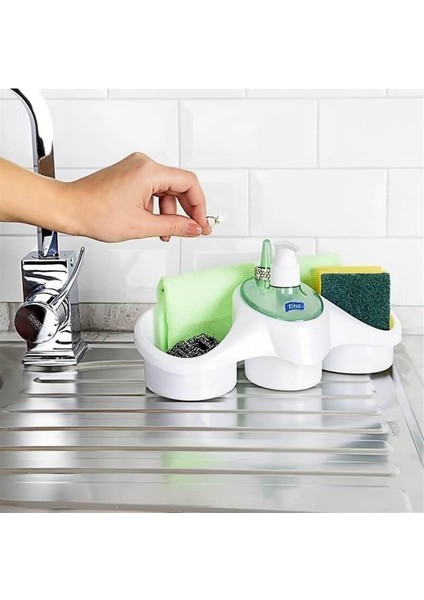 2 Bölmeli Deterjanlı Süngerlik, Pratik ve Şık Mutfak Gereciği