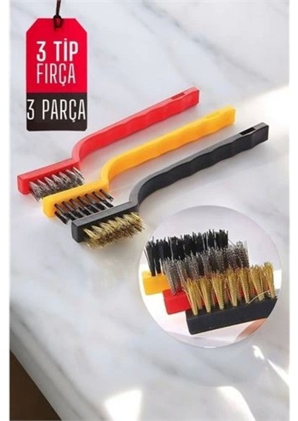 3'lü Mutfak Fırça Seti, Farklı Uç Seçenekleriyle Temizlikte Kolaylık