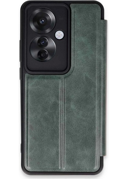 Newface Oppo Reno 11F Kılıf Flip Cover - Koyu Yeşil