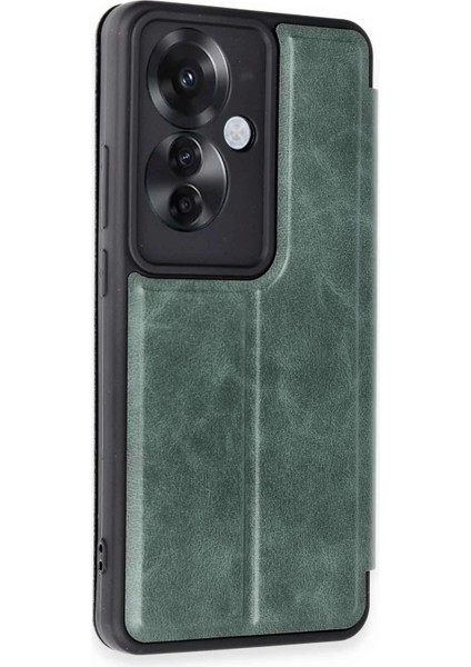 Newface Oppo Reno 11F Kılıf Flip Cover - Koyu Yeşil fiyatları
