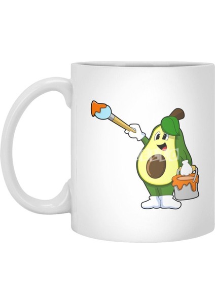 Beyaz Kupa, Boya Fırçalı Tasarım, Hediye ve Sunum Için Şık Seçenek