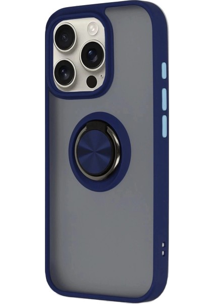 Newface iPhone 16 Pro Kılıf Montreal Yüzüklü Silikon Kapak - Lacivert fiyatları