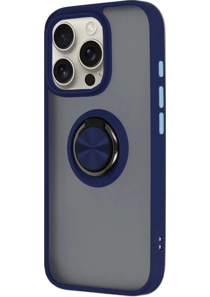 Newface iPhone 16 Pro Max Kılıf Montreal Yüzüklü Silikon Kapak - Lacivert fiyatları