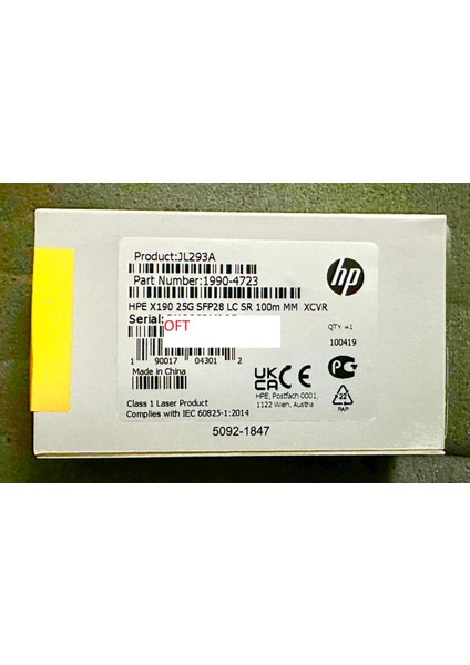 Hpe X190 JL293A 25 gbe SFP28 Sr Lc 100 M Mmf Transceiver