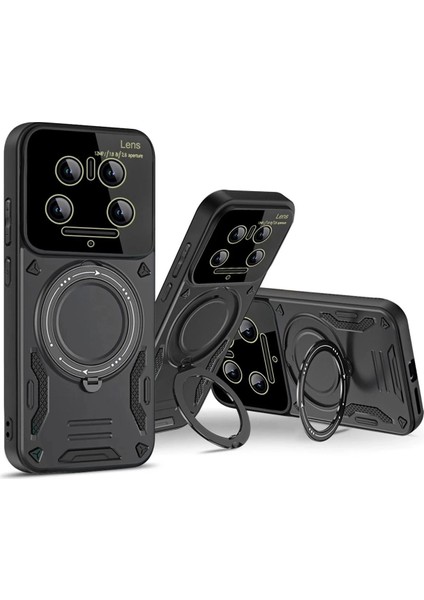 Newface Xiaomi Mi 14 Ultra Kılıf Joy Lens Standlı Kapak - Siyah modelleri
