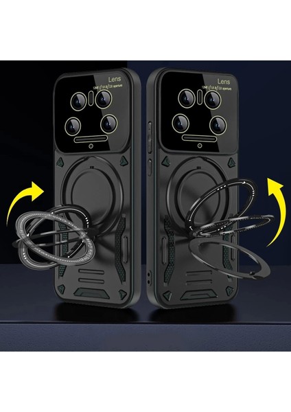 Newface Xiaomi Mi 14 Ultra Kılıf Joy Lens Standlı Kapak - Siyah fırsatları
