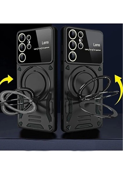 Newface Samsung Galaxy S24 Ultra Kılıf Joy Lens Standlı Kapak - Siyah fiyatları
