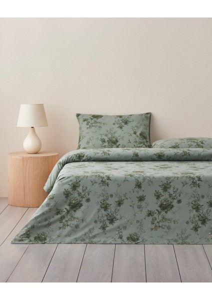 Rosy Glow Pamuk Tek Kişilik Nevresim Takımı 160X220 cm Yeşil
