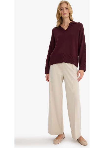 Oversize Geniş Kalıp Polo Yaka Triko Kazak F9126AX25WN fiyatları