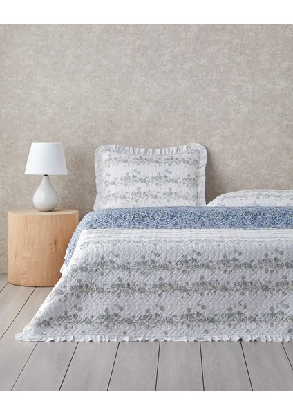 Blossom Stripe Çok Amaçlı Çift Kişilik Yatak Örtüsü Takımı 200X220 cm Mavi