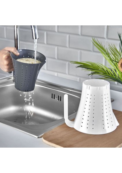 Pratik Pirinç Yıkama Süzgeci, Kolay ve Hızlı Kullanımlı, Kulplu, Şık Tasarım