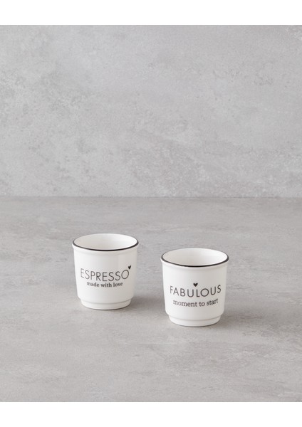 Fabulous Bone Porselen 2’li Espresso Fincan 90 ml Beyaz