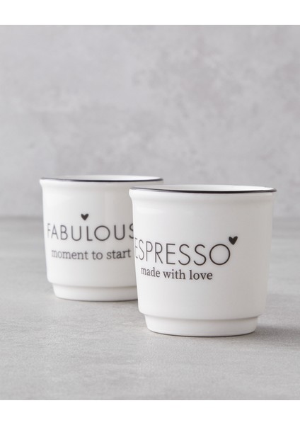 Fabulous Bone Porselen 2’li Espresso Fincan 90 ml Beyaz modelleri