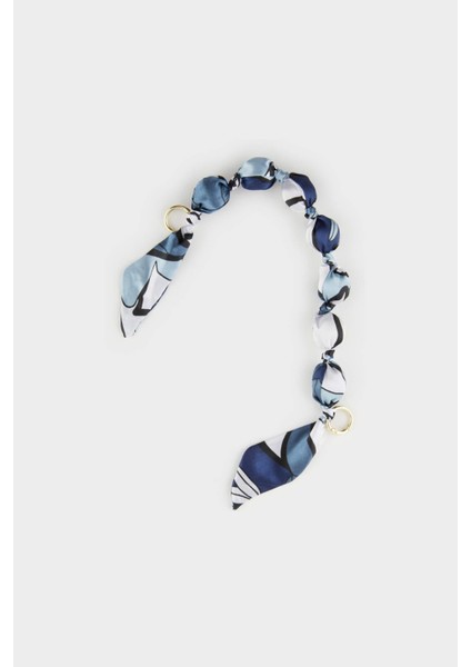 Kadın Saten Kurdeleli Gold Charm Anahtarlık F6964AXNS