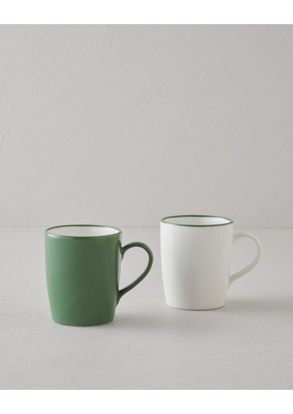 Sway Bone Porselen 2'li Kupa 290 ml Yeşil
