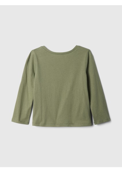 Kız Bebek Haki %100 Pamuk Gap Logo Grafikli T-Shirt modelleri