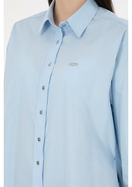 Kadın Açık Mavi Gömlek Desenli 50293802-VR003