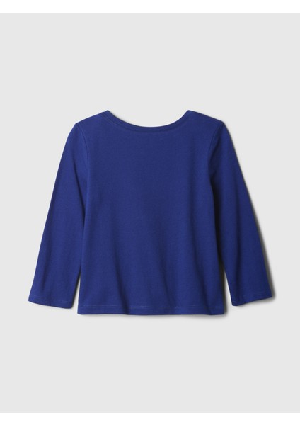 Kız Bebek Koyu Mavi %100 Pamuk Gap Logo Grafikli T-Shirt modelleri