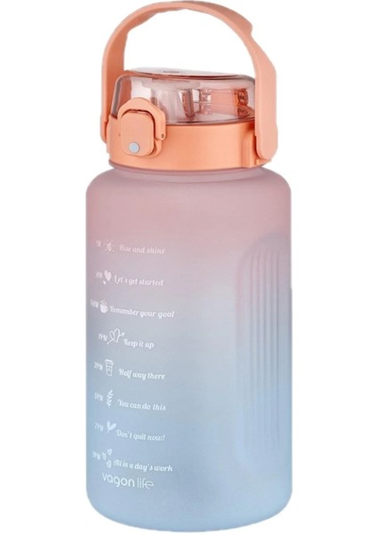 Pembe Pipetli 2 Litre Tritan Su Şişesi, Sticker Hediye, Bpa Içermez