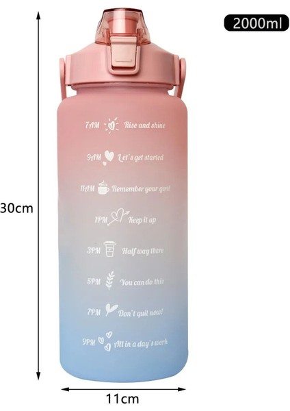 Pembe Pipetli 2 Litre Tritan Su Şişesi, Sticker Hediye, Bpa Içermez fiyatları