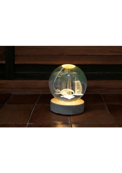 Dubai Temalı LED Gece Lambası ve Dekoratif Kar Küresi
