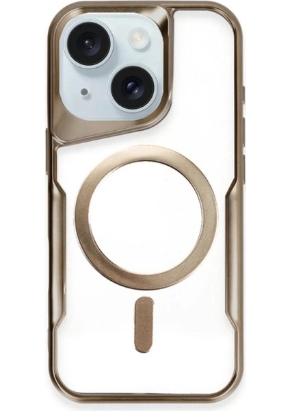 Newface iPhone 15 Kılıf Boyi Magsafe Silikon Kapak - Kahverengi