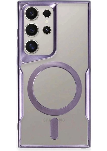 Newface Samsung Galaxy S24 Ultra Kılıf Boyi Magsafe Silikon Kapak - Derin Mor