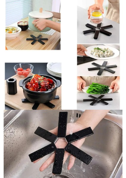 Katlanabilir Siyah Silikon Tencere Altlığı, Isıya Dayanıklı ve Kaydırmaz Özellikli fiyatları